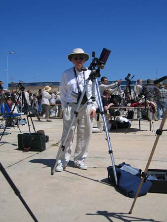Astronomers and telescopes set up to view eclipse