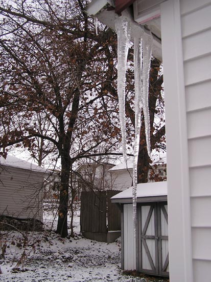 Icicles in Des Moines, Iowa