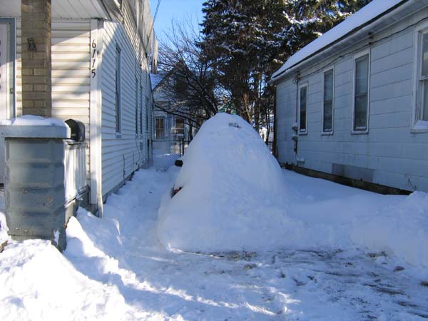 Heaps of snow in a driveway in Ohio