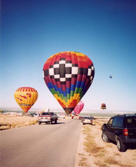 Hot air balloons taking off