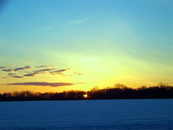 snow and sunrise